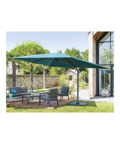 Parasol inclinable Élea 3x4m Bleu Canard - HESPERIDE